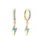 Talitha Turquoise Gold Lightning Bolt Huggie Earrings