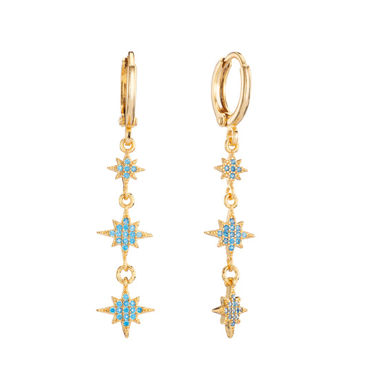 Romilly Turquoise Gold Droplet Star Huggie Earrings