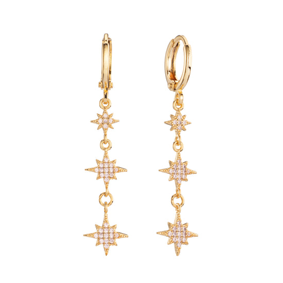 Romilly Pink Gold Droplet Star Huggie Earrings