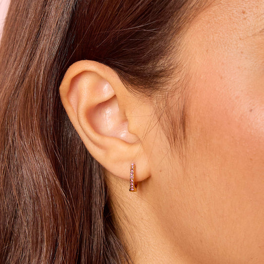 Evie Gold Pink Huggie Earrings