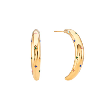 Skye Rainbow Chunky Star Hoop Earrings