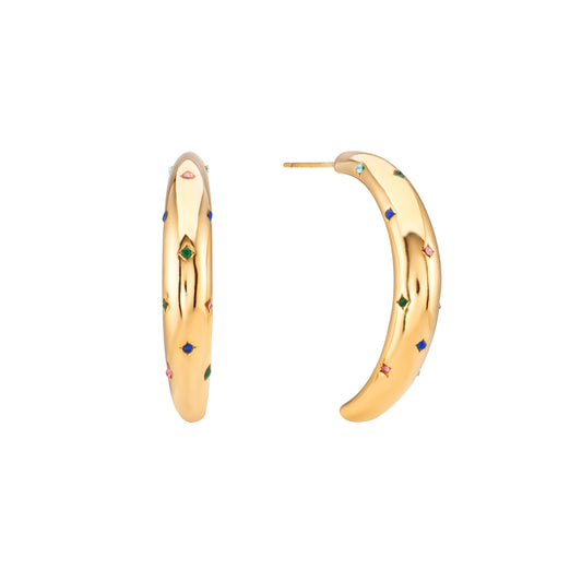 Skye Rainbow Chunky Star Hoop Earrings