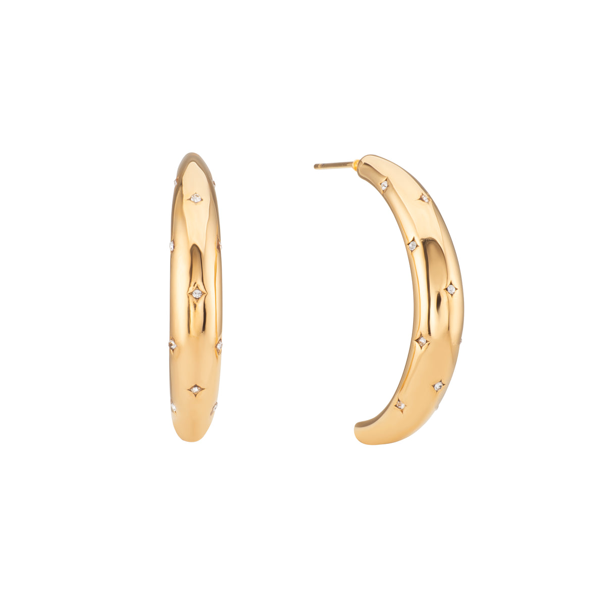 Skye Crystal Chunky Half Hoop Earrings