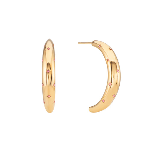 Skye Pink Chunky Star Hoop Earrings