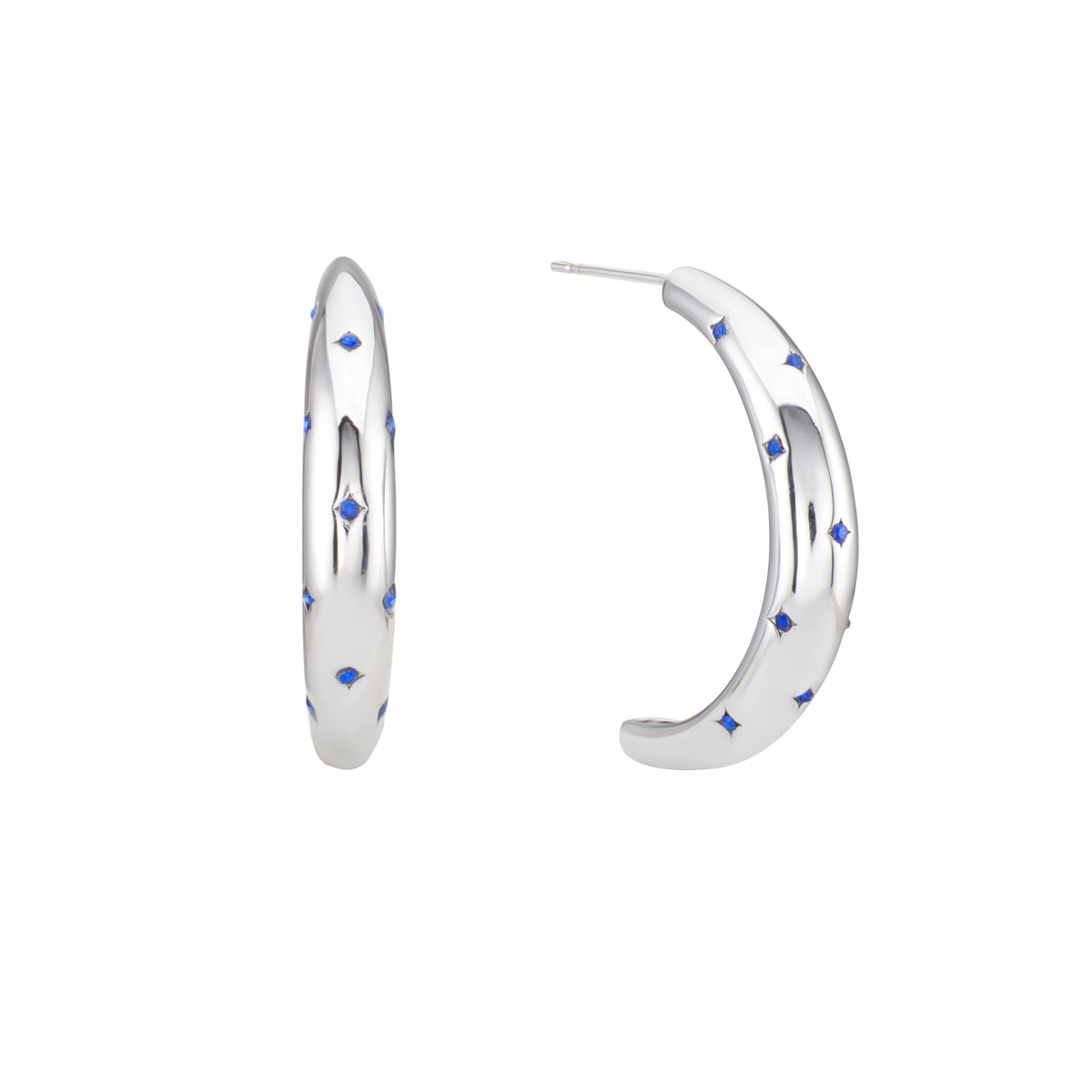 Skye Silver Chunky Half Hoop Earrings