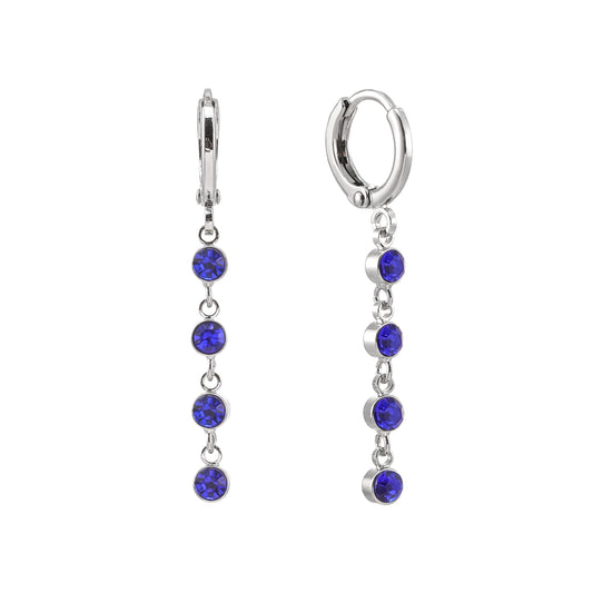 Ellica Blue Silver Droplet Huggie Earrings