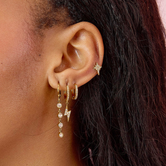 Ellica Gold Crystal Droplet Huggie Earring