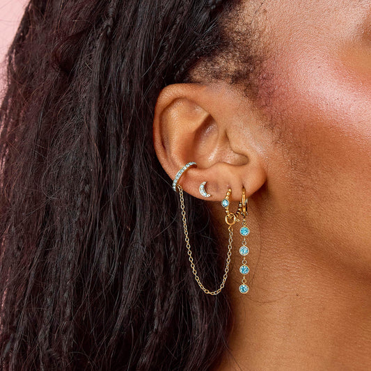 Ellica Turquoise Gold Droplet Huggie Earrings