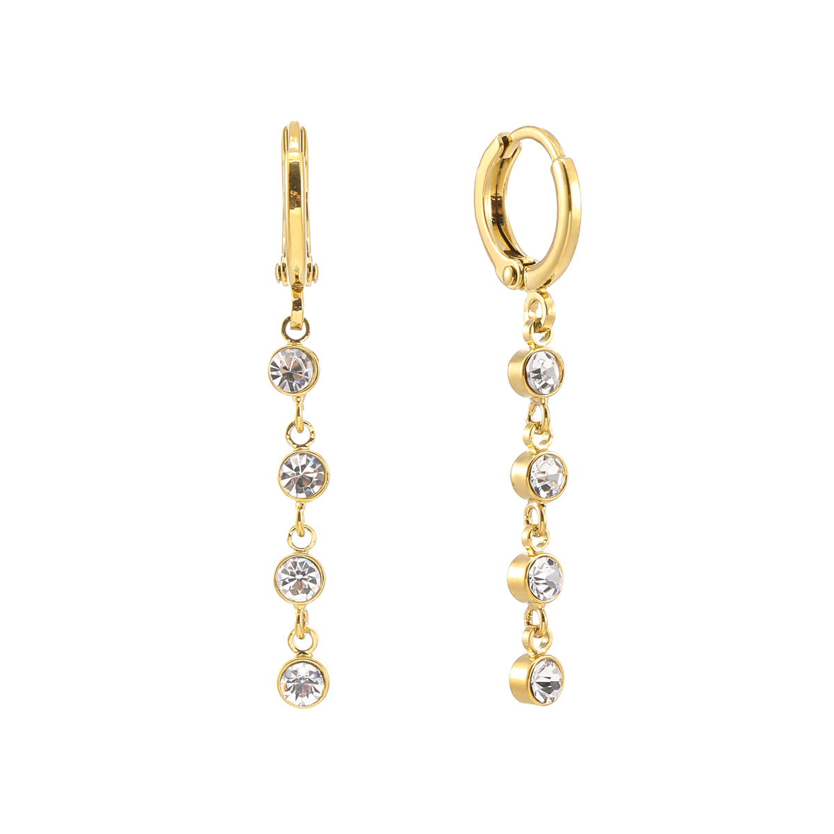 Ellica Crystal Droplet Huggie Earrings