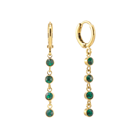 Ellica Green Gold Droplet Huggie Earrings