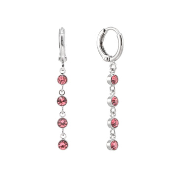 Ellica Pink Silver Droplet Huggie Earrings