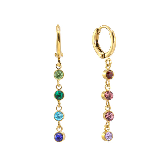 Ellica Rainbow Droplet Gold Huggie Hoops
