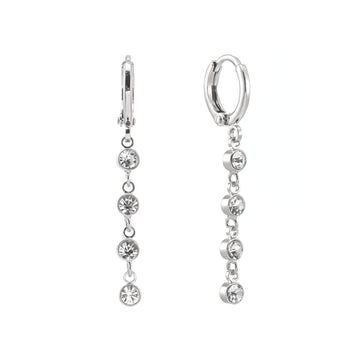 Ellica Silver Crystal Droplet Huggie Earrings
