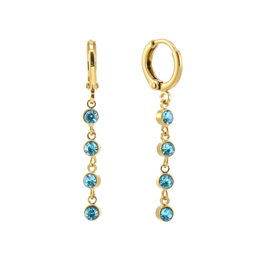 Ellica Turquoise Gold Droplet Huggie Earrings