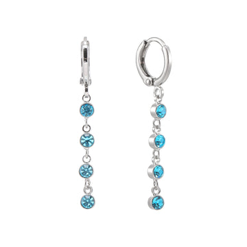 Ellica Turquoise Silver Droplet Huggie Earrings