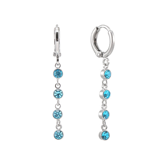 Ellica Turquoise Silver Droplet Huggie Earrings