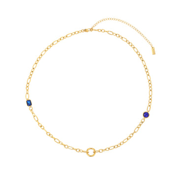 Ellie Gold Blue Chunky Charm Chain Necklace