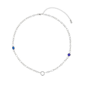 Ellie Silver Blue Chunky Charm Chain Necklace