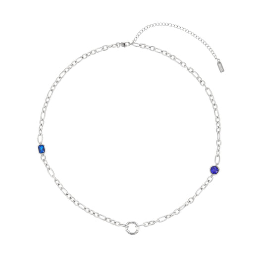 Ellie Silver Blue Chunky Charm Chain Necklace