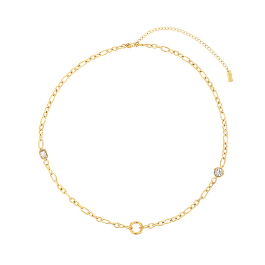 Ellie Gold Crystal Chunky Charm Chain Necklace