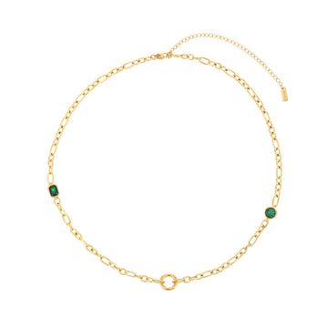 Ellie Gold Green Chunky Charm Chain Necklace