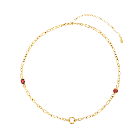 Ellie Gold Pink Chunky Charm Chain Necklace