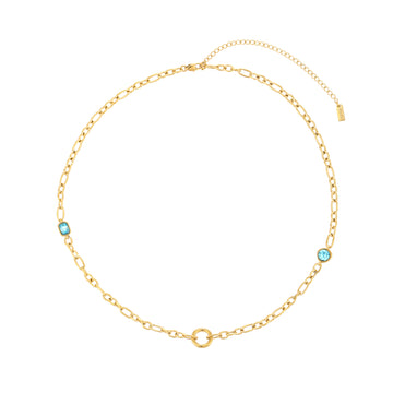Ellie Gold Turquoise Chunky Charm Chain Necklace
