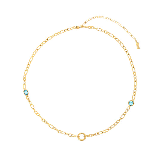 Ellie Gold Turquoise Chunky Charm Chain Necklace