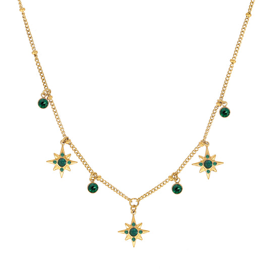 Eloise Gold Green Star Necklace
