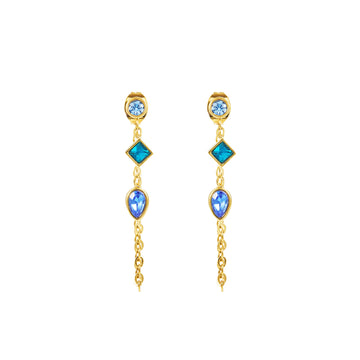 Emma Blue Gold Droplet Chain Studs