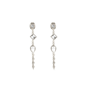 Emma Crystal Silver Droplet Chain Studs