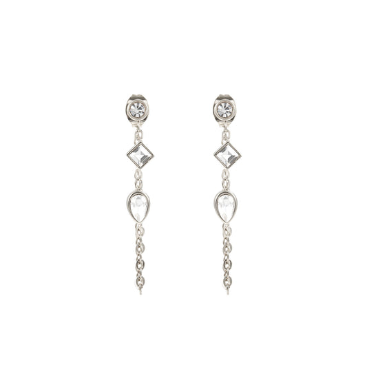Emma Crystal Silver Droplet Chain Studs