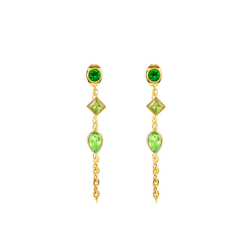 Emma Green Gold Droplet Chain Studs