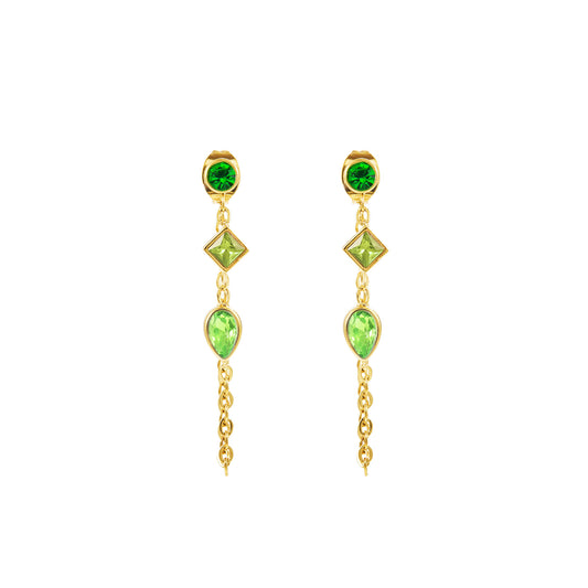 Emma Green Gold Droplet Chain Studs