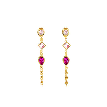 Emma Pink Gold Droplet Chain Studs