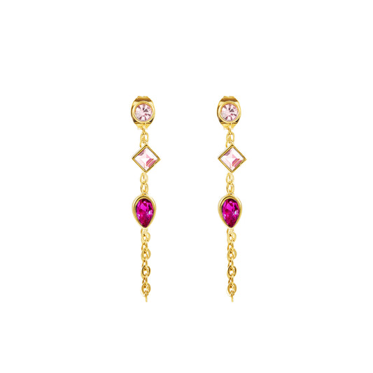 Emma Pink Gold Droplet Chain Studs