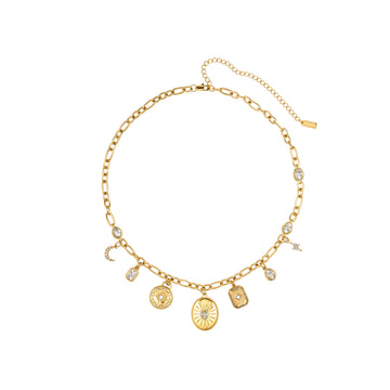 Etalie Crystal Gold Charm Necklace
