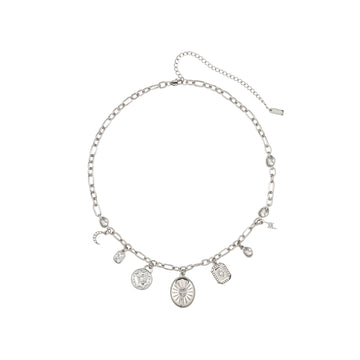 Etalie Crystal Silver Charm Necklace