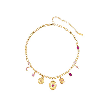 Etalie Pink Gold Charm Necklace
