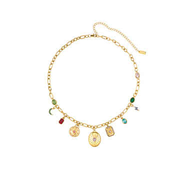 Etalie Rainbow Gold Charm Necklace