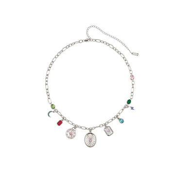 Etalie Rainbow Silver Charm Necklace