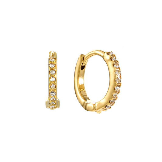 Evie Crystal Gold Huggie Earrings