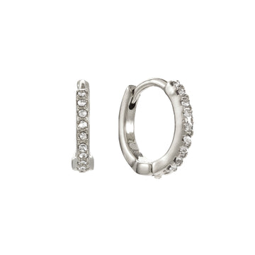 Evie Crystal Silver Huggie Earrings
