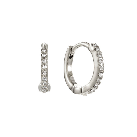 Evie Crystal Silver Huggie Earrings
