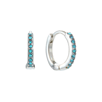 Evie Turquoise Silver Huggie Earrings