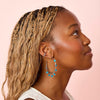 Faiza Silver Turquoise Droplet Statement Hoops