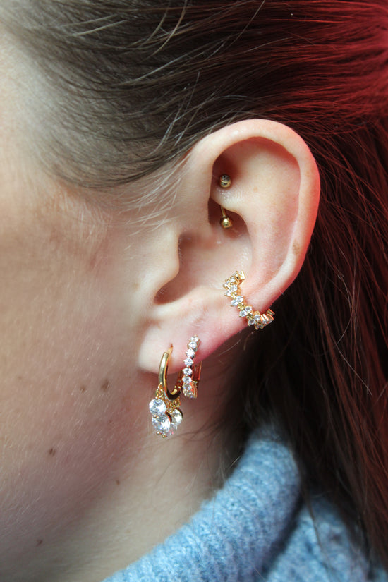 Cleo Gold Crystal Waterfall Huggie Earrings