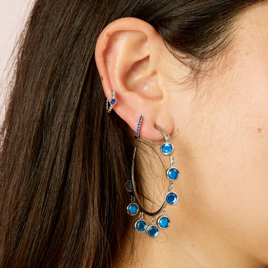 Faiza Droplet Statement Hoops Blue & Silver