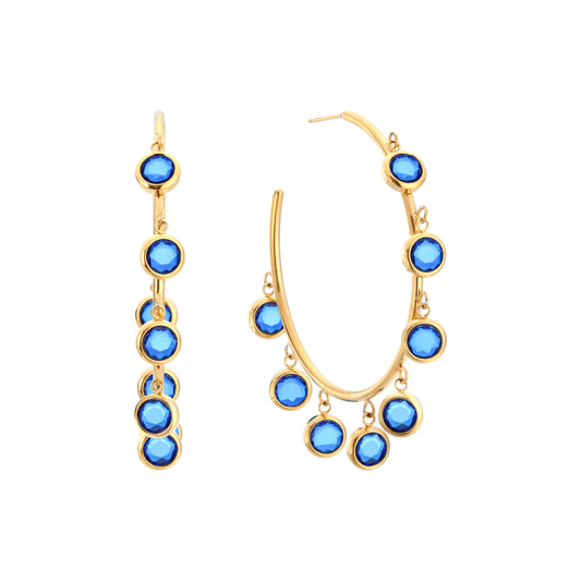 The Faiza Hoops & Ivy Belly Chain Set – Blue & Gold
