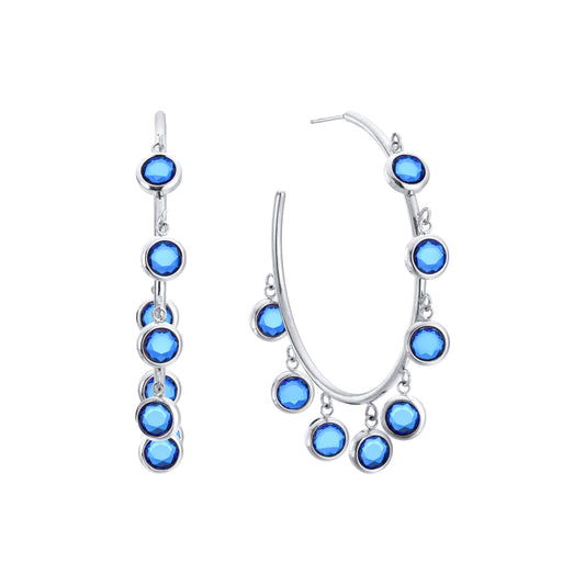 The Faiza Hoops & Ivy Belly Chain Set – Blue & Silver